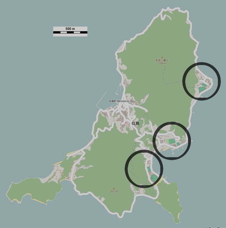 似島のイメージ（モザイク処理済み）