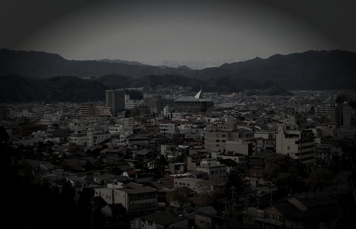 高山村廃農村の怪火のイメージ（モザイク処理済み）