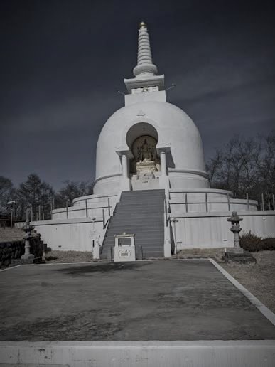 仏舎利塔（紫波洲崎城址）のイメージ（モザイク処理済み）