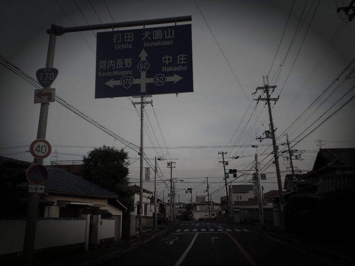 熊取町廃農村の怪火のイメージ（モザイク処理済み）